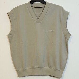 Fear of God Essentials Sand V-Neck Sweatshirt Vest Small NWT